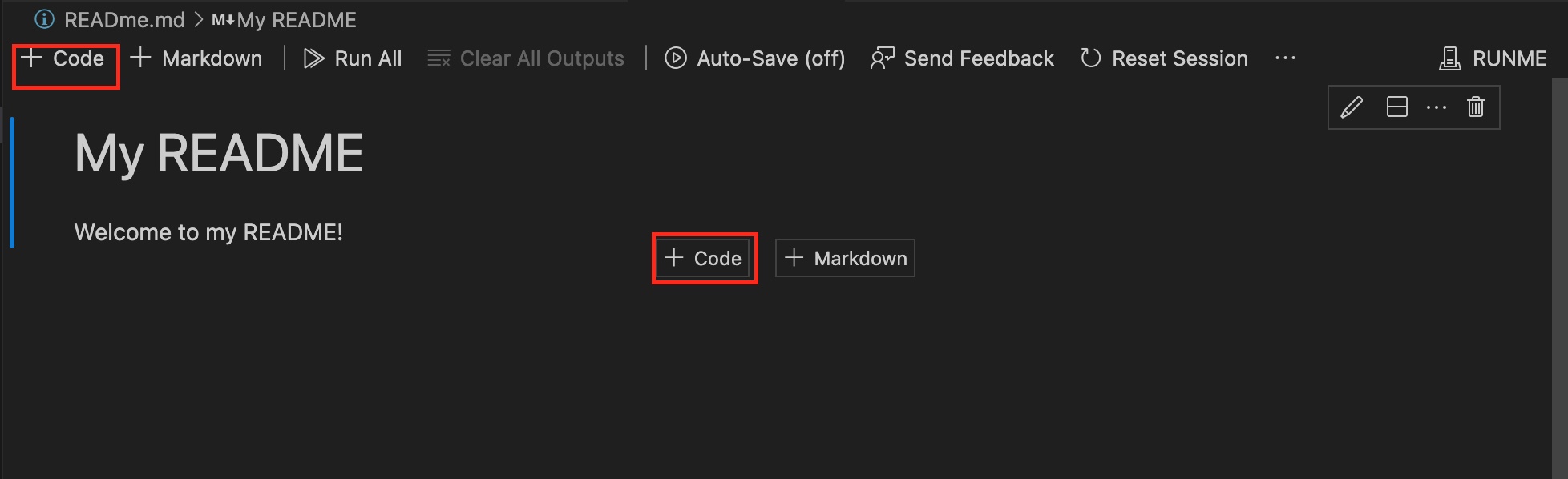 add new code block vs code